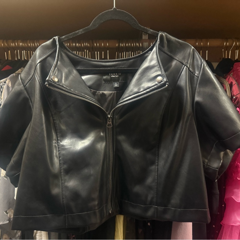 Torrid Black Faux Leather Cropped Jacket
